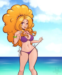 1girls adagio_dazzle big_hair bikini breasts cleavage curvy curvy_body curvy_female curvy_figure equestria_girls female female_only friendship_is_magic hairband hasbro human human_only humanized large_breasts light-skinned_female long_hair my_little_pony navel ocean_background one_eye_closed one_eye_open open_mouth orange_hair outdoors purple_bikini purple_bra purple_eyes purple_panties rainbow_rocks scorpdk side-tie_bikini solo swimsuit thighs tongue tongue_out tumblr_link two_piece_swimsuit wink