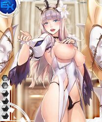 blue_eyes breasts female pointy_ears taimanin_asagi_battle_arena taimanin_asagi_battle_arena_all_card_gallery weapon