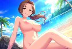 ai_generated breasts idolmaster idolmaster_cinderella_girls kawashima_mizuki nipples nude smile