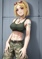 abs ai_generated athletic athletic_female azov_chan blonde_hair eastern_european european european_female marichka muscular_female national_personification pale_skin slavic ukrainian ukrainian_girl