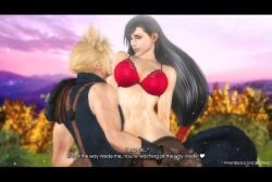 1boy 1girls 3d aroused chobixpho cloud cloud_strife cowgirl_position female_on_top final_fantasy final_fantasy_vii final_fantasy_vii_remake fit_female happy_sex human light-skinned_female long_hair looking_pleasured mature_female navel riding_penis sex slim_waist straddling tifa_lockhart vaginal_penetration wide_hips