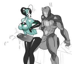 1boy 1boy1girl 1girls alien ass balls banshee_(warframe) banshee_soprana big_balls big_butt big_penis bottomless clothing excalibur_(warframe) female gigantic_penis huge_cock huge_penis hyper hyper_penis lap_dance legwear lewdreaper long_penis male outercourse penis precum sex sitting sitting_on_penis stockings straight tenno thigh_highs thigh_job thigh_sex thighhighs thighjob video_games warframe