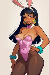 1girls ai_generated bunny_ears bunnysuit chel dark-skinned_female dark_skin exposed_breasts nipples playboy_bunny solo solo_female tagme the_road_to_el_dorado userisbad