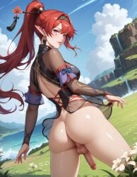 1futa ai_generated ass balls big_penis dickgirl esendor futa_only futanari large_breasts long_hair penis purple_eyes red_hair solo stable_diffusion testicles uncut wuthering_waves yinlin_(wuthering_waves)