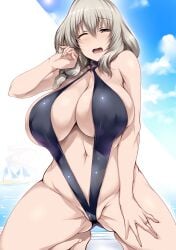 1girls breasts female grey_hair hi_res hips huge_breasts light-skinned_female light_skin long_hair mature_female milf mother naughty_face plump sling_bikini thick_thighs thighs tsukasawa_takamatsu uncensored uzaki-chan_wa_asobitai! uzaki_tsuki voluptuous wide_hips