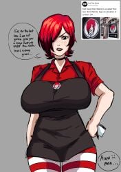 1girls annoyed big_breasts breasts emo emo_girl emo_wendy english_text female female_only huge_breasts large_breasts meme red_hair ryske text wendy's wendy_thomas