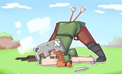 alex_(minecraft) arrow defeated jack-o_pose minecraft object_in_ass object_insertion tagme tagme_(artist)