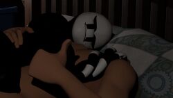 1boy 1girls 3d after_sex bed big_breasts cuddling dark_room digidarling female five_nights_at_freddy's fnaf headless huge_breasts male marionette_(fnaf) night nightmarionne puppet_(fnaf) straight thumbs_up