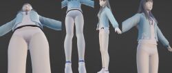 1girls 3d atlus blazer clothing isonokami_tao_(megami_tensei) jacket megami_tensei pantsu school_uniform shin_megami_tensei shin_megami_tensei_v solo sweater underwear uniform white_panties white_underwear