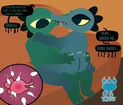 2020 absurd_res alligator alligatorid anthro ass bea_santello bunnybara crocodilian daughter duo english_text father father_and_child father_and_daughter female furniture green_body hi_res impregnation incest incest_pregnancy kissing male male/female mr_santello_(nitw) night_in_the_woods ovum parent parent_and_child profanity reptile scalie sex sitting sofa text video_games