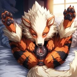 ai_generated anatomically_correct anatomically_correct_genitalia animal_genitalia animal_pussy anus arcanine autocunnilingus bed bodily_fluids canid canine canine_pussy claws detailed detailed_background detailed_fur director_firewolf female feral feral_only furniture generation_1_pokemon genital_fluids genitals hi_res laying looking_at_viewer lying lying_on_bed mammal masturbation novelai on_back on_bed oral oral_masturbation pawpads paws pokemon pokemon_(species) pony_diffusion_(model) pussy pussy_juice seductive sex solo spread_legs spreading sucking toe_claws vaginal_masturbation vaginal_penetration