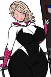 1girls 2d 2d_(artwork) aged_up big_breasts blonde_hair blue_eyes bodysuit curvy eyebrow_piercing female gwen_stacy marvel mature_female self_upload skintight spider-gwen spider-man:_into_the_spider-verse spider-man_(series) spiderverse superhero superhero_costume superheroine thick_thighs unmasked wide_hips