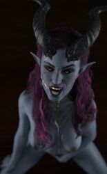 1girls 3d alfira baldur's_gate baldur's_gate_3 blue_body breasts cum_on_body cum_on_face dungeons_and_dragons horn mechanicalmind nude nude_female purple_hair tiefling