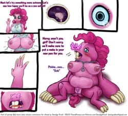 1girls anthro anthrofied blue_eyes blush breast_expansion chains comic english_text female female_only feral friendship_is_magic furry grotesque hairy_pussy maulwurf mole_(animal) my_little_pony necklace nipples nude pink_fur pinkie_pie_(mlp) pubes pubic_hair pussy pussy_hair pussy_juice smudge_proof solo tearing_up tears tempest's_pearl text transformation ugly_man what white_background