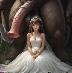 1girls ai_generated anthro anthro_on_female anthro_on_humanoid axe bad_end balls beastbride big_cock big_testicles brown_fur brown_hair brunette_hair captured captured_girl captured_heroine clothed_female cock_worship defeated defeated_heroine dominant_male domination elf equine equine_genitalia equine_penis female female_elf flared_penis horse_balls horse_penis horsecock horsecock_on_humanoid huge_balls huge_cock hyper_penis kneeling kneeling_female kneeling_on_ground married_to_penis minotaur monster monster_cock penis petite_body petite_female petite_girl sex_slave slave slavegirl submissive submissive_elf submissive_female testicles tiara weapon wedding wedding_dress wedding_veil