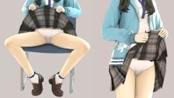 1girls 3d artist_request atlus blazer clothing isonokami_tao_(megami_tensei) jacket megami_tensei pantsu school_uniform shin_megami_tensei shin_megami_tensei_v skirt solo source_request sweater underwear uniform white_panties white_underwear