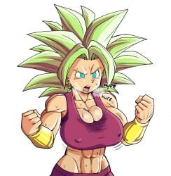 big_breasts dragon_ball dragon_ball_super kefla legendary_super_saiyan muscular pseudocel super_saiyan super_saiyan_2 sweat