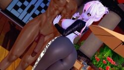 3d absurd_res ass_focus big_ass big_breasts big_penis blacked blacked_clothing dark-skinned_male dat_ass evelynn huge_cock koikatsu league_of_legends nick_maxwell succubus tagme yoga_pants