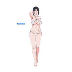 2020s 2023 absurd_res artist_logo beauty_mark big_breasts bikini black_hair_female female milf my_mother_the_animation nush_(xter) painted_toenails pink_nail_polish plussinger transparent_background white_bikini