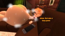3d ass ass_bigger_than_head big_ass dialogue fart garry's_mod gmod huge_ass kaibernation meggy_spletzer nintendo_switch smg4 steam steaming_body sweat tagme text