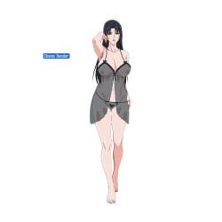 2020s 2023 absurd_res artist_logo big_breasts black_hair_female female milf my_mother_the_animation nipples nipples_visible_through_clothing nush_(xter) painted_toenails pink_nail_polish plussinger pubic_hair_visible_through_clothing see-through_camisole see-through_clothing see-through_panties transparent_background vulva_visible_through_clothing