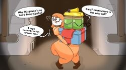 1girls big_breasts gift glasses huge_breasts illymation ilyssa_levy kyle5021 lethal_company orange_hair solo thick_thighs thighs youtube