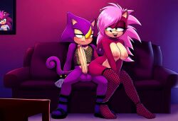 ai_generated ass breasts espio_the_chameleon fishnets penis sonia_the_hedgehog sonic_(series)