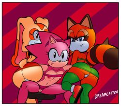 amy_rose ass big_butt clothing cream_the_rabbit cub female hedgehog huge_butt lagomorph mammal marine_the_raccoon miniskirt pink_hair procyonid pussy rabbit raccoon skirt sonic_(series) superbunnygt tight_clothing