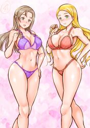 2girls blonde_hair bra konoe_kanata/haruka's_mother large_breasts lingerie long_hair love_live! love_live!_nijigasaki_high_school_idol_club love_live!_sunshine!! mikan_ame_q mikanameq milf multiple_girls ohara_mari's_mother panties