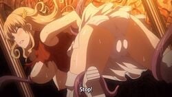 animated animated_gif blonde_hair blush breasts clothing female long_hair nipples open_mouth pandra panties pink_pineapple restrained screencap screenshot shinkyoku_no_grimoire spread_legs tentacle