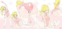 1girls ass big_breasts breasts cameltoe cleavage female female_only large_breasts leotard mario_(series) mario_and_sonic_at_the_olympic_games nintendo pink_crown princess_peach solo spread_legs thighhighs