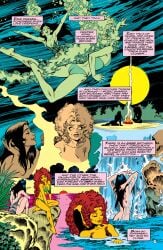 1980s 80s bikini canonical_scene casual clothing comic dc dc_comics eduardo_barreto english english_text female female_focus female_only green_bikini human koriand'r naked naked_female nude nude_female official_art pale_skin partially_submerged rachel_roth raven_(dc) skinny_dipping smiling starfire starfire_(comics) swimming swimwear teen_titans the_new_teen_titans underwater water waterfall