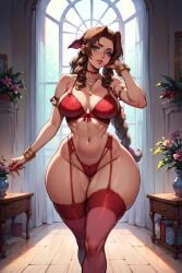 aerith_gainsborough ai_generated ass big_ass brown_hair female final_fantasy final_fantasy_vii huge_ass large_ass large_breasts light-skinned_female light_skin lingerie long_hair scarebroart smile solo solo_female thick_thighs voluptuous voluptuous_female wide_hips