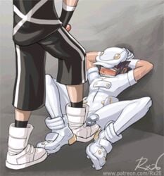 2boys aether_foundation aether_foundation_employee animated bondage bound bulge clothed footjob gag gay human human_only male male/male male_only maledom malesub pokemon radx26 rx26 shoejob shoes team_skull_grunt yaoi