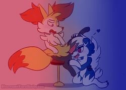 anthro balls bar_stool biped blue-rum blush braixen canine claws drooling erection fangs fur heart inner_ear_fluff lycanroc male mammal midnight_lycanroc nintendo nude paws penis pokémon_(species) pokemon pokemon_(species) precum saliva shiny_pokemon tongue video_games watermark yaoi