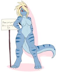 anthro female fols hair locosaltinc nude pussy red_eyes reptile scalie