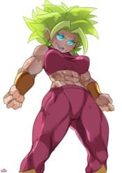 1girls abs blonde_hair breasts cameltoe cleavage clothed_female clothing dragon_ball dragon_ball_super fat_mons female female_only fully_clothed fusion green_hair kefla legendary_super_saiyan light-skinned_female light_skin lightsource muscle_visible_through_clothes muscles muscular muscular_female pink_clothes pink_clothing saiyan solo spiky_hair super_saiyan super_saiyan_2 tight_clothing