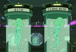 adult_swim beth_smith blonde_hair clone edit female_only medium_breasts mole_(artist) naked_female navel nipples nude official_art pussy rick_and_morty screencap space_beth stasis_tank