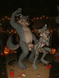 2boys anal anal_sex anthro balls canine duo eddie_(orf) father father_and_son gay halloween holidays humanoid_penis incest male male_only mammal orf parent penetration penis sam_(orf) son wolf yaoi