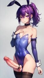 bunnysuit femboy large_penis leotard nick_(original_character) solo trap