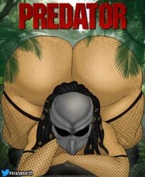 alien alien_girl ass ass_focus ass_up bending_over big_ass chubby_female crazypearl female_yautja hyper_ass looking_at_viewer predator predator_(franchise) seductive_position tagme yautja