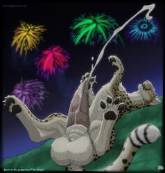 2017 animal_genitalia animal_penis balls big_balls big_penis bodily_fluids cheetah cum cum_on_hand cumshot ejaculation english_text erection felid feline feline_genitalia feline_penis feral fireworks fur genital_fluids genitals hi_res huge_balls huge_cock jasiri lying male male_feral mammal markings masturbation nikkyvix on_back outside pawpads paws penile penile_masturbation penile_spines penis solo spots spotted_body spotted_fur striped_markings striped_tail stripes tail tail_markings text white_body white_fur year yellow_body yellow_eyes yellow_fur