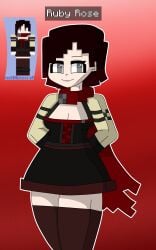 1girls commission commission_art female female_only minecraft ruby_rose rwby solo style_emulation xusisidie xusisidie's_minecraft_style