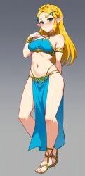 ai_generated aianonguy blonde_hair blush female female_only hylian loincloth pelvic_curtain sandals self_upload slave_leia slave_leia_(cosplay) slave_outfit slavegirl solo_female stable_diffusion star_wars the_legend_of_zelda zelda_(breath_of_the_wild) zelda_(tears_of_the_kingdom)