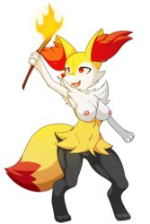 2017 3_fingers 3_toes alpha_channel anthro black_fur braixen breasts canine deerrobin fangs female female_focus female_only fire fluffy fluffy_tail fur furry furry_only hi_res mammal naked nintendo nipples nude orange_fur pokémon_(species) pokemon pokemon_(species) pussy red_eyes simple_background smile solo solo_female solo_focus tail toes transparent_background video_games wand white_fur yellow_fur