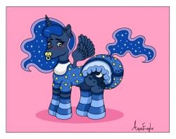 abdl adult_baby age_regression alicorn aquaeagle blue_diaper blue_eyes blue_fur blue_hair blush diaper diaper_fetish diaper_under_clothing diapered diaperfur equine horn my_little_pony no_background non-baby_in_diaper onesie pacifier pampers pony poofy_diaper princess_luna_(mlp) shy simple_background socks thick_diaper thigh_highs thigh_socks thighhighs wings worried