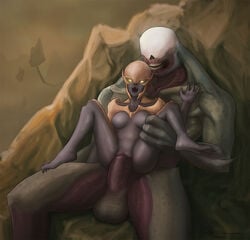 1boy 1girls 2017 4_fingers balls breasts demon detailed_background doom duo eyeless_male featureless_breasts female green_skin grey_skin hell_knight_(doom) humanoid imp_(doom) inquisitorspurius larger_male male monster penetration penis pussy sex signature size_difference smaller_female spread_legs spreading straight teeth vaginal_penetration video_games