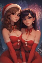 ai_generated choker christmas christmas_outfit cute harry_potter hermione_granger matching_outfit matching_underwear meat_master petite the_incredibles violet_parr