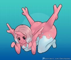 all_fours big_ass breasts coral corsola dex_appeal generation_2_pokemon horn nintendo nipples pink_body pink_hair pokemon pokemon pokemon_(species) pokemorph