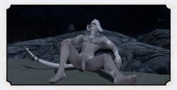 au_ra big_cock big_penis ffxiv final_fantasy_xiv male muscular_male roleplay_character solo_male white_hair